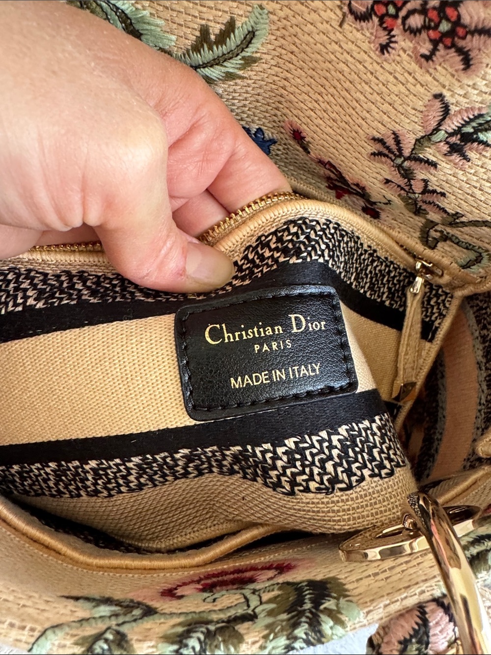 Dior Beige Floral Embroidered Mini Lady Tote with Multicolor Flowers - Picture 10 of 16
